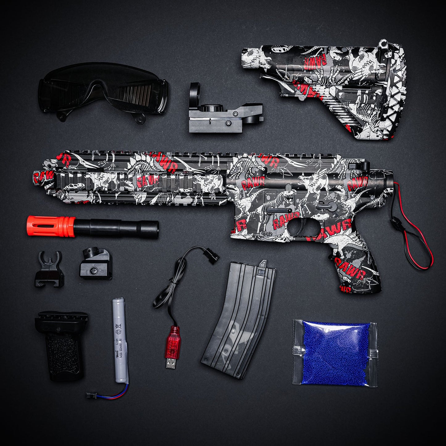 M416 Tactical Gēla Blasteris – Sarkans (Dāvana +11 000 Lodīšu)